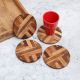 Circle Shaped Handcrafted Wooden Coasters - Pack of 4